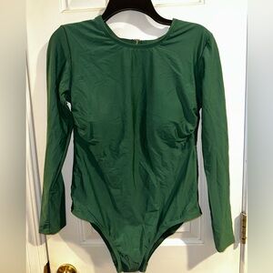 Kona Sol Green Long Sleeve Swimsuit Open Back - Swimwear Women’s Large 12-14 NWT